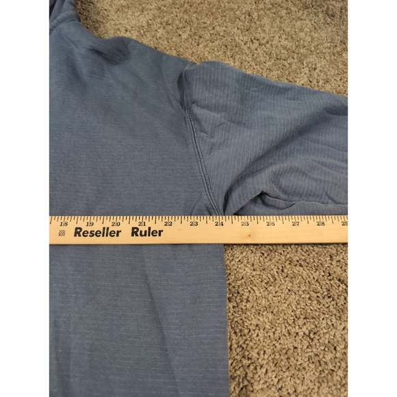 Athleta Sundown Alliance Hoodie Blue Ribbed V-Neck Pullover XL - Picture 6 of 9